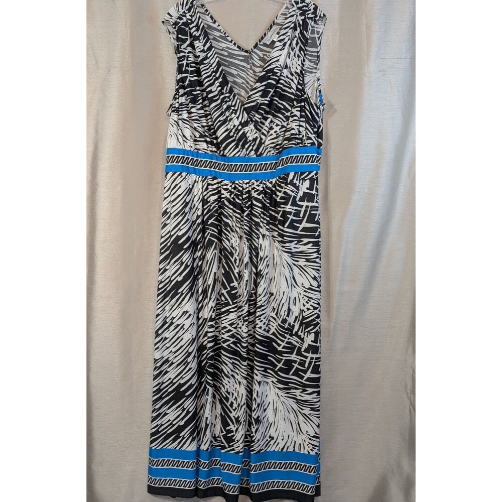 Avenue Women's Stretchy Black, White & Blue Maxi Dress Plus Size 22/24 Comfy